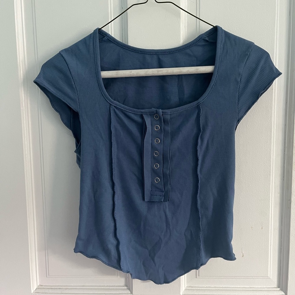 blue babydoll asymmetric tee